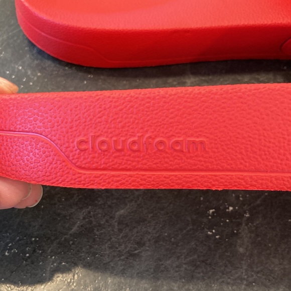 Men adidas cloudfoam red white slides sandals shoes size 18 - new without tags - Picture 7 of 12